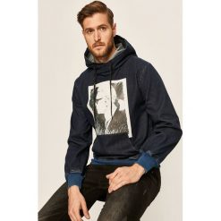 Karl Lagerfeld Denim - Bluza. Niebieskie bluzy męskie KARL LAGERFELD DENIM, s, z nadrukiem, z elastanu, z kapturem, bez rękawów, z kapturem. W wyprzedaży za 799,90 zł.