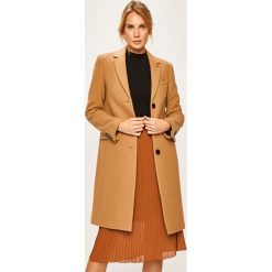 Calvin Klein - Płaszcz. Brązowe kurtki damskie Calvin Klein, bez wzorów, z wełny, klasyczne, bez kaptura. W wyprzedaży za 1149,00 zł.