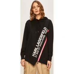 Karl Lagerfeld - Bluza. Czarne bluzy damskie KARL LAGERFELD, s, z nadrukiem, z bawełny, bez rękawów, z kapturem. Za 1049,00 zł.