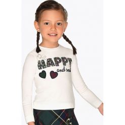 Mayoral - Longsleeve dziecięcy 92 - 134 cm. Niebieskie bluzki dziewczęce Mayoral, z aplikacjami, z elastanu, z okrągłym kołnierzem, z długim rękawem, długie, bez kaptura. W wyprzedaży za 49,90 zł.