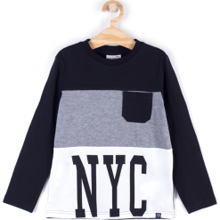 Koszulka. Czarne t-shirty chłopięce z długim rękawem BASIC BOY, z aplikacjami, z bawełny. Za 29,90 zł.