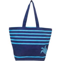 Torba plażowa "Bahia" w kolorze granatowo-błękitnym - 35 x 58 x 23 cm. Niebieskie torby damskie plażowe Le Comptoir de la Plage, z tworzywa sztucznego. W wyprzedaży za 38,95 zł.