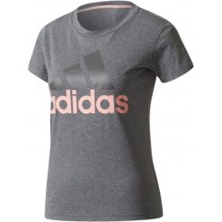 Adidas Koszulka Sportowa Ess Li Slim Tee Dark Grey Heather Xs. Szare topy sportowe damskie marki Adidas, xs, z bawełny, z klasycznym kołnierzykiem. W wyprzedaży za 65,00 zł.