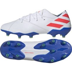 Buty piłkarskie adidas Nemeziz Messi 19.1 Fg M F34402. Białe buty sportowe męskie Adidas, z materiału, na sznurówki, do piłki nożnej. W wyprzedaży za 779,00 zł.