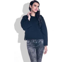 Czarny Sweter ze Strukturalnym Splotem z Szerokim Rękawem. Czarne bez kategorii Molly.pl, m, z dzianiny. Za 90,90 zł.