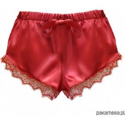 Spodenki Red Lace. Czerwone piżamy damskie Pakamera, bez wzorów, z satyny, bez rękawów. Za 99,00 zł.