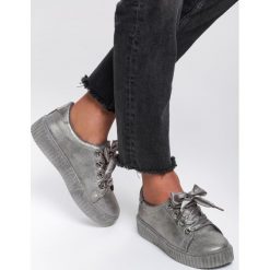 Szare Creepersy Make A Dream. Szare półbuty damskie Renee, z satyny, na sznurówki. Za 49,99 zł.