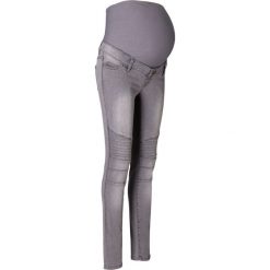 Dżinsy ciążowe SKINNY biker bonprix jasnoszary denim. Szare jeansy damskie bonprix, moda ciążowa. Za 64,99 zł.