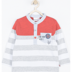 Koszulka. Szare t-shirty chłopięce z długim rękawem marki FIND YOUR WINGS, z aplikacjami, z elastanu. Za 34,90 zł.