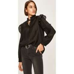 Answear - Bluzka. Czarne bluzki damskie ANSWEAR, na imprezę, s, bez wzorów, z poliesteru, bez kołnierzyka, z długim rękawem. W wyprzedaży za 49,90 zł.