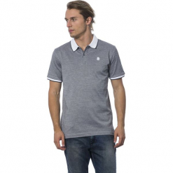 Koszulka polo w kolorze szaro-białym. Białe koszulki polo marki Roberto Cavalli, Trussardi, l, z haftami. W wyprzedaży za 319,95 zł.