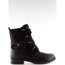 Botki militarne czarne 2194 Black. Czarne botki damskie ButyModne, ze skóry ekologicznej, militarne, z okrągłym noskiem, bez obcasa, na obcasie, bez zapięcia. W wyprzedaży za 137,14 zł.