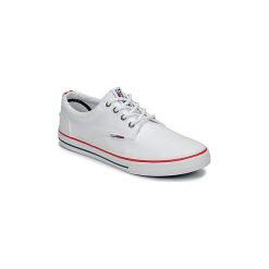 Buty Tommy Jeans VIC 1D3. Białe trampki męskie marki Tommy Jeans, bez wzorów, z jeansu, bez zapięcia. Za 259,00 zł.