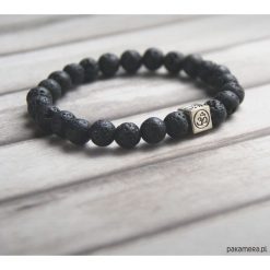 OM :: męska bransoletka :: black lava. Czerwone bransoletki męskie Pakamera, metalowe. Za 62,00 zł.