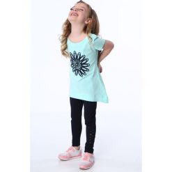 Legginsy dziewczęce: Legginsy dziewczęce ze splotem na nogawkach granatowe NDZ8699