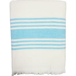 Kąpielówki męskie: Fouta „Karabouk” w kolorze biało-turkusowym – 160 x 90 cm
