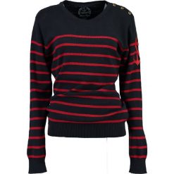 Sweter "Figue" w kolorze granatowo-czerwonym. Czerwone bez kategorii marki Geographical Norway Women & Kids, l, z bawełny, z okrągłym kołnierzem. W wyprzedaży za 108,95 zł.