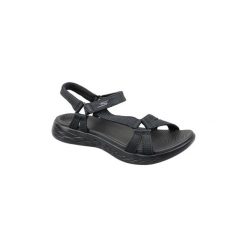 Sandały sportowe Skechers On The Go 600 15316-BBK. Czarne sandały damskie Skechers, bez wzorów, sportowe, bez obcasa, bez zapięcia. Za 179,99 zł.