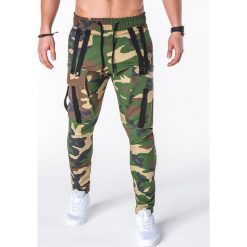 SPODNIE MĘSKIE JOGGERY P671 - MORO. Szare joggery męskie marki Ombre Clothing, s, moro. Za 89,00 zł.