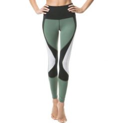Legginsy sportowe damskie: Cardio Bunny 2E sky DARK JUNGLE legginsy zielono-białe r. S