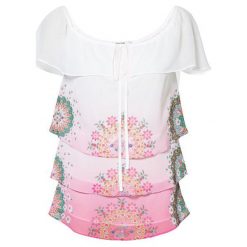 Desigual Damska bluzka Blus Alyssa Rosa Marlen 19SWBW89 3012 (rozmiar M). Bluzki damskie Desigual, m, bez wzorów, bez kołnierzyka, bez rękawów. W wyprzedaży za 136,00 zł.
