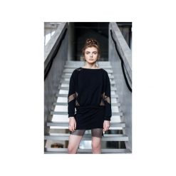 Bluza z siatką. Czarne bluzy damskie marki Yoka, xxl, bez wzorów, z bawełny, z krótkim rękawem, krótkie, bez kaptura. Za 219,00 zł.