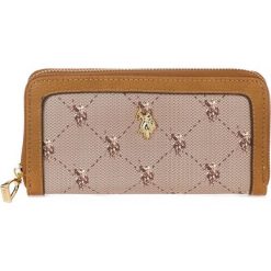 U.S. POLO ASSN. portfel Kinston L Zip Around Wall, beżowy. Brązowe portfele damskie U.S. Polo Assn., bez wzorów. W wyprzedaży za 169,00 zł.