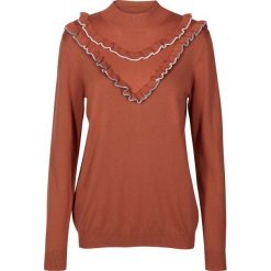 Golfy damskie: Sweter z falbanami i stójką