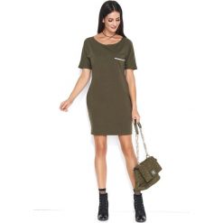 Khaki Sukienka Dzianinowa z Kieszonką. Brązowe sukienki damskie Molly.pl, na co dzień, s, bez wzorów, z dzianiny, sportowe, bez kołnierzyka, z krótkim rękawem, krótkie, mini, sportowe. Za 118,90 zł.