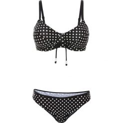 Bikini na fiszbinach "minimizer" (2 części) bonprix czarno-biały. Czarne bikini bonprix. Za 89,99 zł.