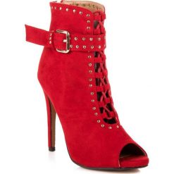Botki damskie lity: ZAMSZOWE BOTKI OPEN TOE Seastar czerwone