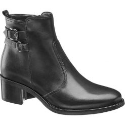 Skórzane botki damskie 5th Avenue z ozdobnym paseczkiem 5th Avenue czarne. Czarne botki damskie 5th Avenue, ze skóry, bez obcasa, na obcasie, na zamek. Za 239,90 zł.
