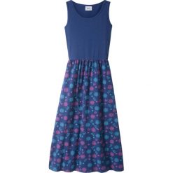 Sukienka shirtowa bonprix kobaltowy. Niebieskie sukienki dziewczęce bonprix, z nadrukiem, bez rękawów, rozkloszowane. Za 32,99 zł.