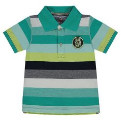 T-shirty chłopięce z krótkim rękawem: Koszulka polo w kolorze zielono-biało-szarym