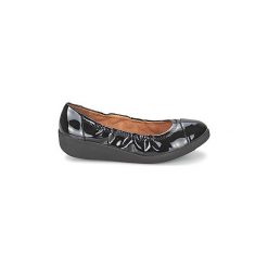 Baleriny FitFlop F-POP. Czarne baleriny damskie FitFlop, bez wzorów, bez obcasa. Za 439,20 zł.