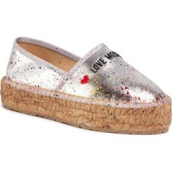 Espadryle LOVE MOSCHINO - JA10463G0AJB0902 Pollock Ar. Szare espadryle damskie Love Moschino, bez wzorów, ze skóry, bez obcasa. W wyprzedaży za 669,00 zł.