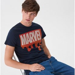 Koszulka z nadrukiem Marvel - Granatowy. Niebieskie koszulki męskie House, s, z nadrukiem, bez kołnierzyka, bez rękawów. Za 59,99 zł.