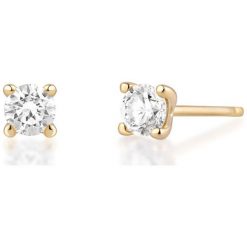 Złote Kolczyki - złoto żółte 585, Brylant 0,30ct. Żółte kolczyki damskie W.KRUK, z brylantem, złote. Za 3990,00 zł.