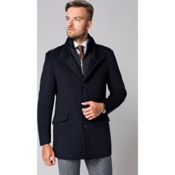 Płaszcz Granatowy Teofilo. Niebieskie płaszcze męskie LANCERTO, na zimę, m, z bawełny, eleganckie, krótkie. W wyprzedaży za 559,90 zł.