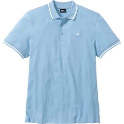 Shirt polo bonprix lodowy niebieski. Niebieskie koszulki męskie bonprix, xl, z haftami, z bawełny, bez rękawów. Za 37,99 zł.