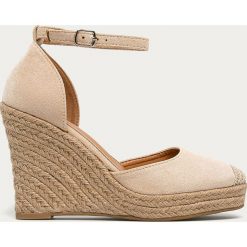 Answear - Espadryle Lannod. Brązowe koturny damskie ANSWEAR, z okrągłym noskiem, bez obcasa, na obcasie, na klamry. Za 129,90 zł.
