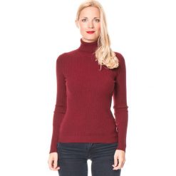 Sweter w kolorze bordowym. Czerwone golfy męskie marki William de Faye, z kaszmiru. W wyprzedaży za 108,95 zł.