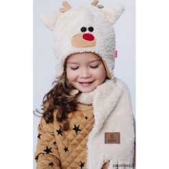 Czapka w zestawie z łapkami i szalikiem Renifer. Szare czapeczki niemowlęce marki Pakamera. Za 109,00 zł.