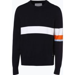 Calvin Klein Jeans - Sweter męski, niebieski. Niebieskie swetry męskie marki Calvin Klein Jeans, m, w paski, z jeansu, z asymetrycznym kołnierzem, bez kaptura. Za 379,95 zł.