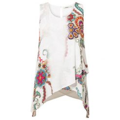 Desigual Koszulka TS Arkansas Crudo 19SWTKAG 1001 dla kobiet (rozmiar S). Koszulki damskie Desigual, s, bez wzorów, z asymetrycznym kołnierzem. W wyprzedaży za 119,00 zł.