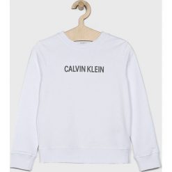 Calvin Klein Jeans - Bluza dziecięca 116-176 cm. Białe bluzy chłopięce marki Calvin Klein Jeans, z nadrukiem, z elastanu, bez rękawów, bez kaptura. Za 269,90 zł.