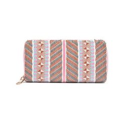 Kopertówki damskie: Kopertówka w kolorze szaro-czerwonym – (S)19,5 x (W)10 x (G)2,5 cm