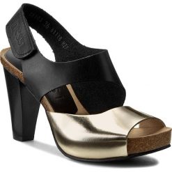 Sandały NESSI - 42103 Czarny 11/Złoty F. Czarne klapki damskie Nessi, bez wzorów, ze skóry, bez obcasa, na obcasie. Za 239,00 zł.