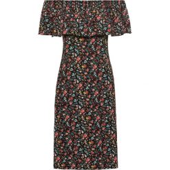 Sukienka letnia z dżerseju z dekoltem "carmen" bonprix czarny w kwiaty. Czarne sukienki damskie bonprix, na lato, w kwiaty, z dżerseju, bez kołnierzyka, bez rękawów. Za 89,99 zł.