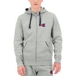 CHAMPION CHAMPION ZIP-UP SUEDE > 213410-EM021. Bluzy męskie Champion, xxl, z haftami, z bawełny, klasyczne, z kapturem, bez rękawów. Za 339,99 zł.